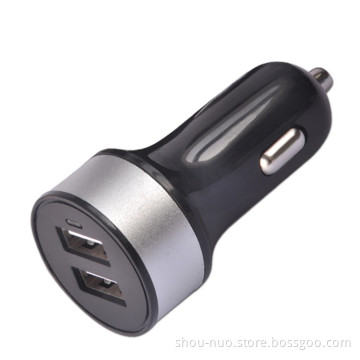 SN-143 Black+silvery 17watts/3.4amp micro mini dual usb car charger